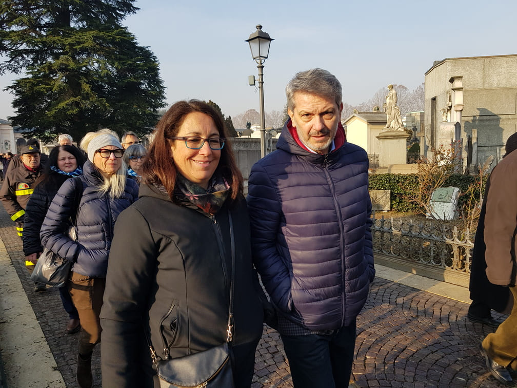 La consigliera Merlin e l’amministratore delegato di AFC Colaianni, durante il corteo al cimitero Monumentale