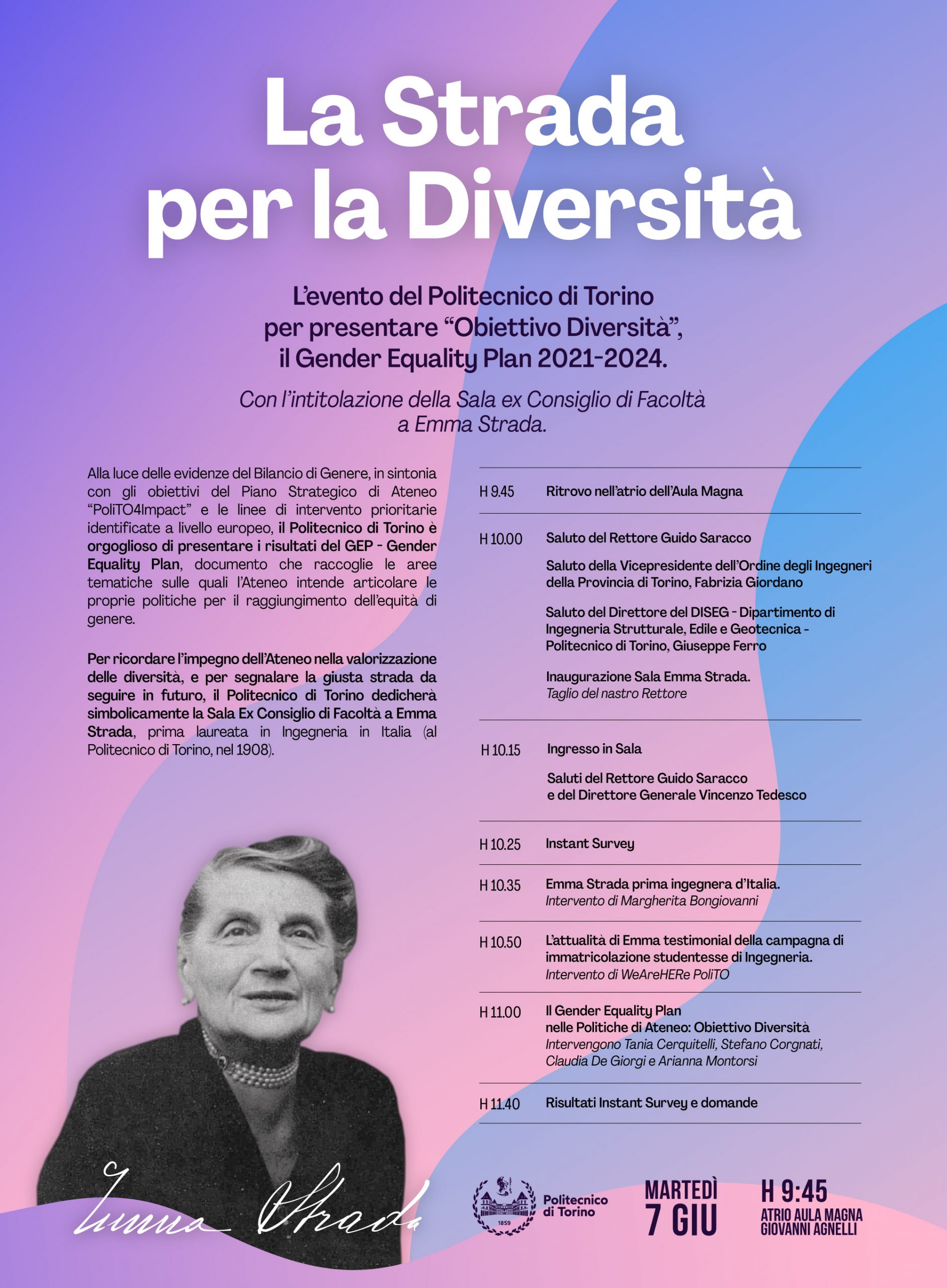 Locandina intitolazione aula Poli Emma Strada 7giu22